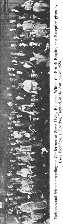 Delegates and friends attending the Conference of Some Living Religions Within the British Empire, at a Reception given by Lady Blomfield, at London, England, in the Autumn of 1924.